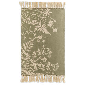 Imagem do produto Tapete 60x90cm Verde com Folhas Brancas