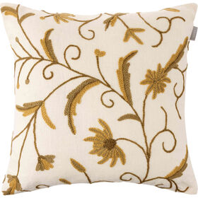 Imagem do produto Almofada 45x45cm Cru Flores Verdes e Castanhas