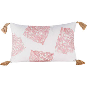 Imagem do produto Almofada 30x50cm Cru com Corais Rosa