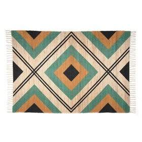 Tapete Juta 60x90cm Losangos Verdes e Amarelos Bohotanic product image
