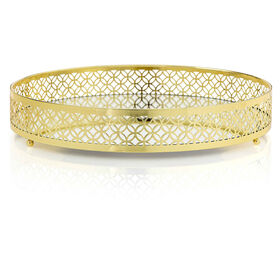 Imagem do produto Tabuleiro Vidro Rendilhado 30cm Dourado