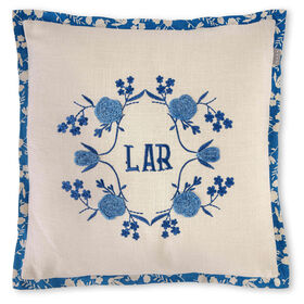 Imagem do produto Almofada 45x45cm Azul Bordada Lar Cottage