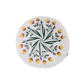 Imagem do produto Almofada Redonda Algodão 45cm Branca com Flores Amarelas