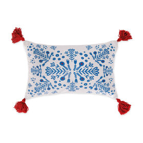 Imagem do produto Almofada Estampada com Franjas 30x50cm Vermelha e Branca