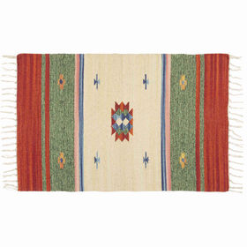 Imagem do produto Tapete Algodão 120x180cm Branco e Verde Kilim