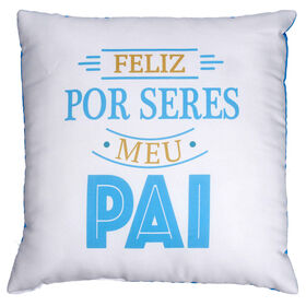 Imagem do produto Almofada 45x45cm Branca Feliz por Seres Meu Pai