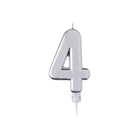 Imagem do produto Vela de Aniversário Nº4 15cm Prateada
