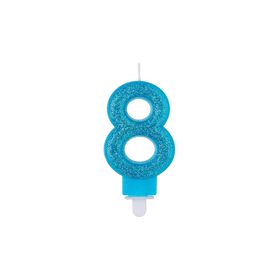 Imagem do produto Vela de Aniversário Nº8 9cm Azul Glitter 