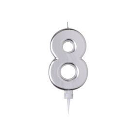 Imagem do produto Vela de Aniversário Nº8 15cm Prateada