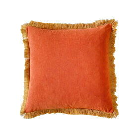Imagem do produto Almofada Veludo 45x45cm Laranja Franjas Amarelas Deep Rustic