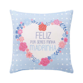 Imagem do produto Almofada 45x45cm Azul Feliz Por Seres Minha Madrinha