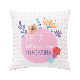 Imagem do produto Almofada 45x45cm Flores Obrigada Madrinha
