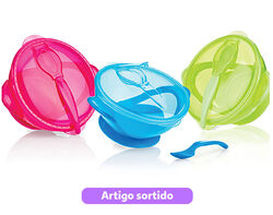 Imagem do produto taça com ventosa e colher nuby +6 meses 360ml cores sortidas