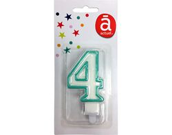 Imagem do produto vela de aniversário actuel branco com rebordo azul número 4