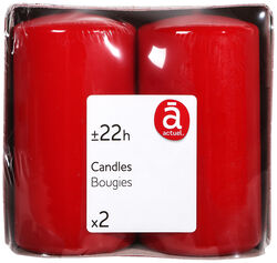 Imagem do produto velas não perfumadas actuel vermelha 48x90mm pack 2 unidades