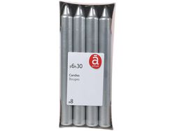 8 velas conicas actuel prata 19x180 product image