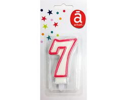 Imagem do produto vela de aniversário número 7 actuel branco com rebordo colorido
