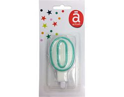 Imagem do produto vela de aniversário actuel branco com rebordo azul número 0