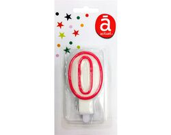 Imagem do produto vela de aniversário número 0 actuel branco com rebordo rosa