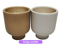 Imagem do produto vela com copo cerâmica actuel branco/amarelo d7.5x8.7