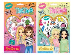 Imagem do produto tatuagens besties 2 folhas 20x13cm modelos sortidos