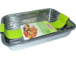 Imagem do produto tabuleiro com grelha em inox 35x25cm