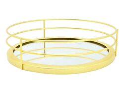 Imagem do produto tabuleiro decorativo actuel dourado 25x5cm lb
