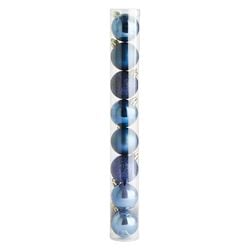 Imagem do produto tubo com 8 bolas de natal actuel plástico azul 5cm cb