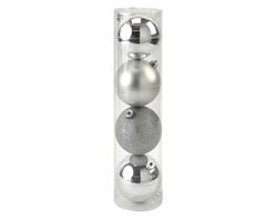 Imagem do produto tubo c/bolas de natal actuel plastico prateado 10cm 4un cb