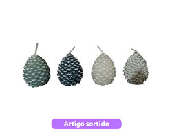 Imagem do produto vela pinha c/glitter actuel prata/dour/branco