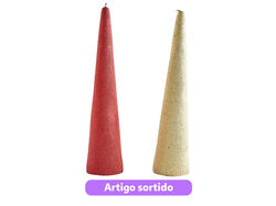 Imagem do produto vela conica c/glitter actuel verm/dour alt 30cm