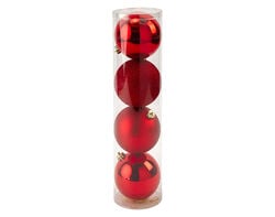Imagem do produto tubo c/bolas natal actuel plastico vermelho 10cm 4un cb
