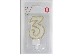 vela aniversário nº 3 actuel branco c/reb dourado product image