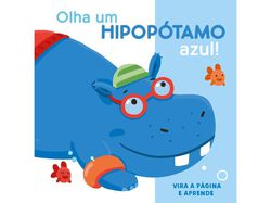 Imagem do produto vira a página e aprende olha um hipopótamo azul!