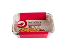 Imagem do produto tabuleiros rectangular com tampa descartável auchan aluminio 2l pack 5 unidades