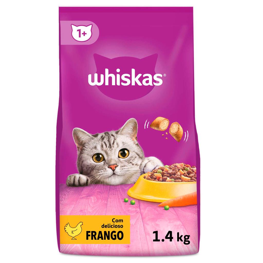 Imagem do produto Whiskas ração para gatos adultos sabor frango 1400g