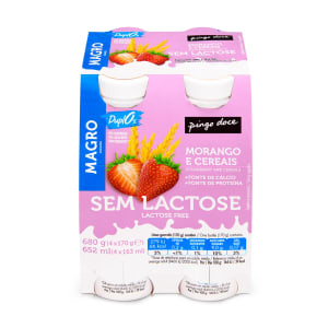Iogurte Líquido Magro sem Lactose aroma Morango Cereais Pingo Doce - Pack 4 product image