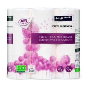 Papel Higiénico Acolchoado 3 Folhas Ecolabel Pingo Doce - 9 rolos product image