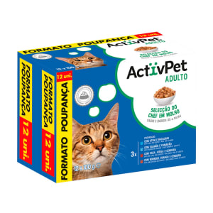 Imagem do produto Ração Húmida para Gato Adulto Sabor Seleção do Chefe em Molho ActivPet - Formato Poupança