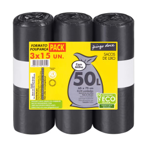 Saco de Lixo com Atilho 50L Pingo Doce product image